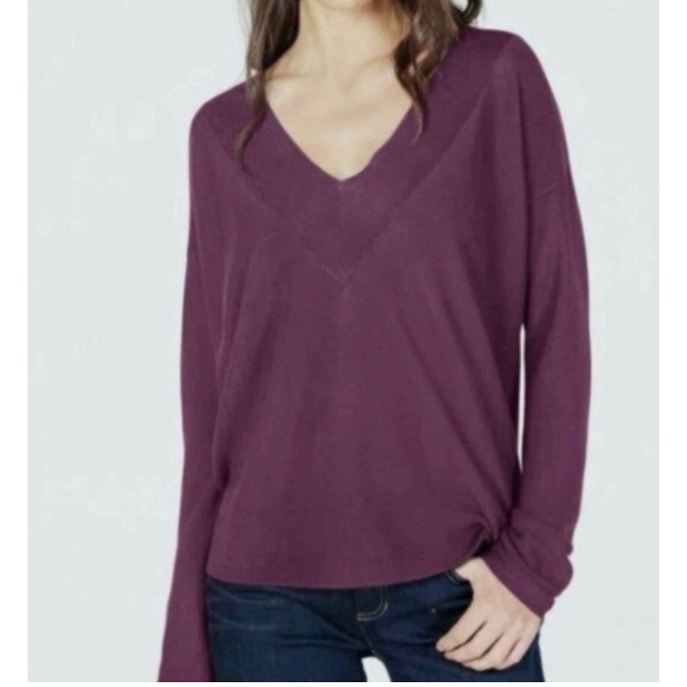 Eileen Fisher Purple V-Neck Pullover Sweater L